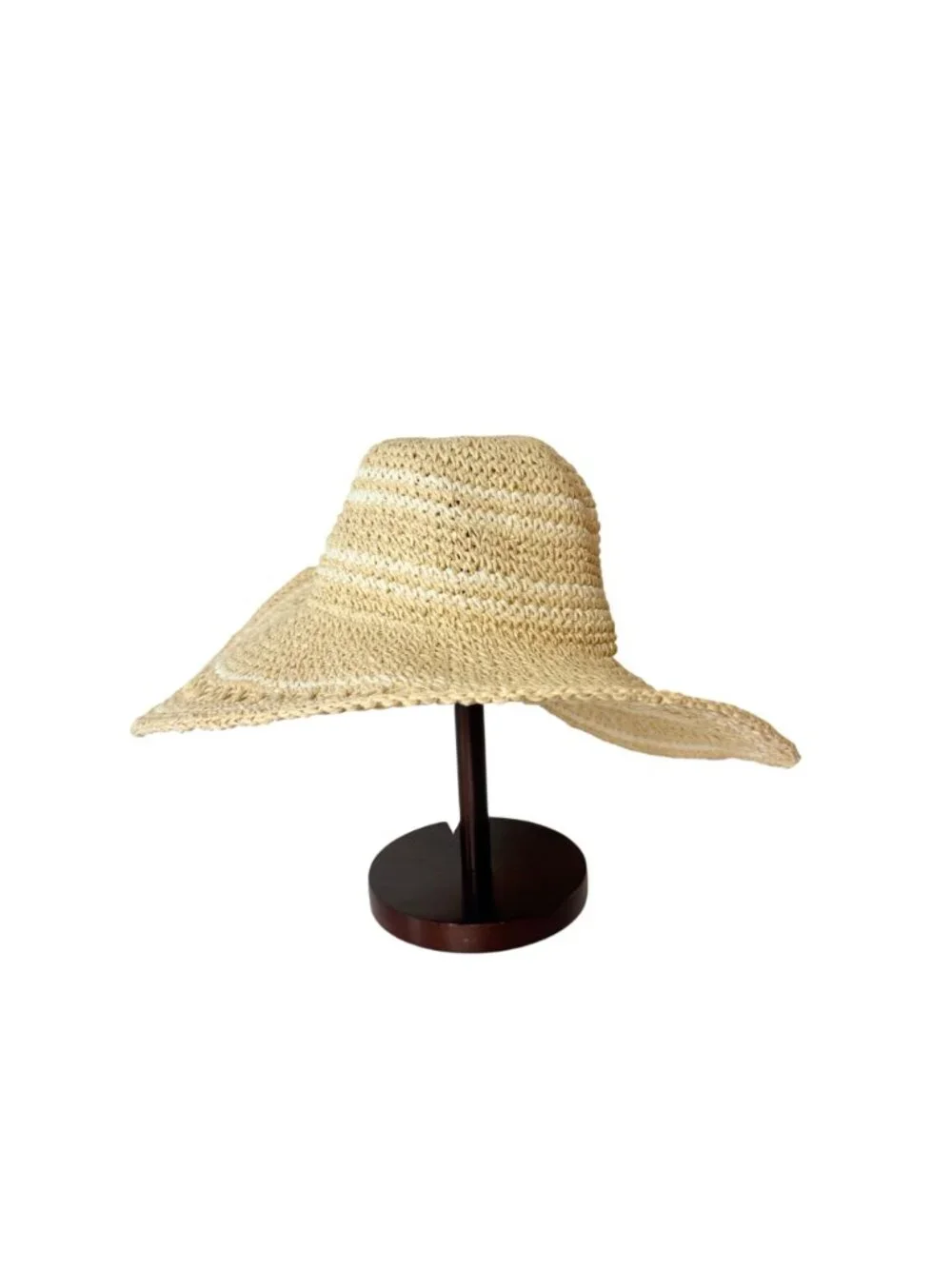 Summer Festival Sun Hat Open Weave Floppy Wide Brim Boho Beach Straw Travel